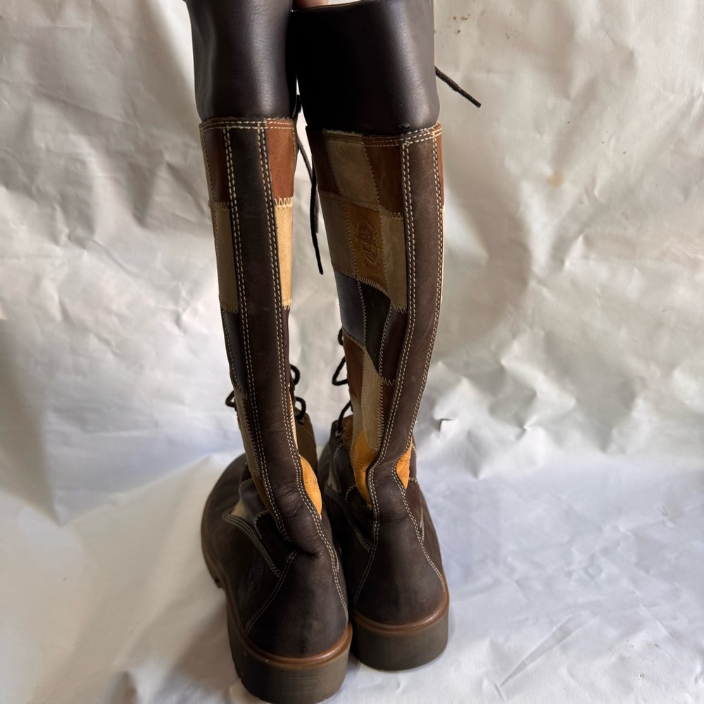 Timberland // Brown Leather Patchwork Knee High L… - image 6